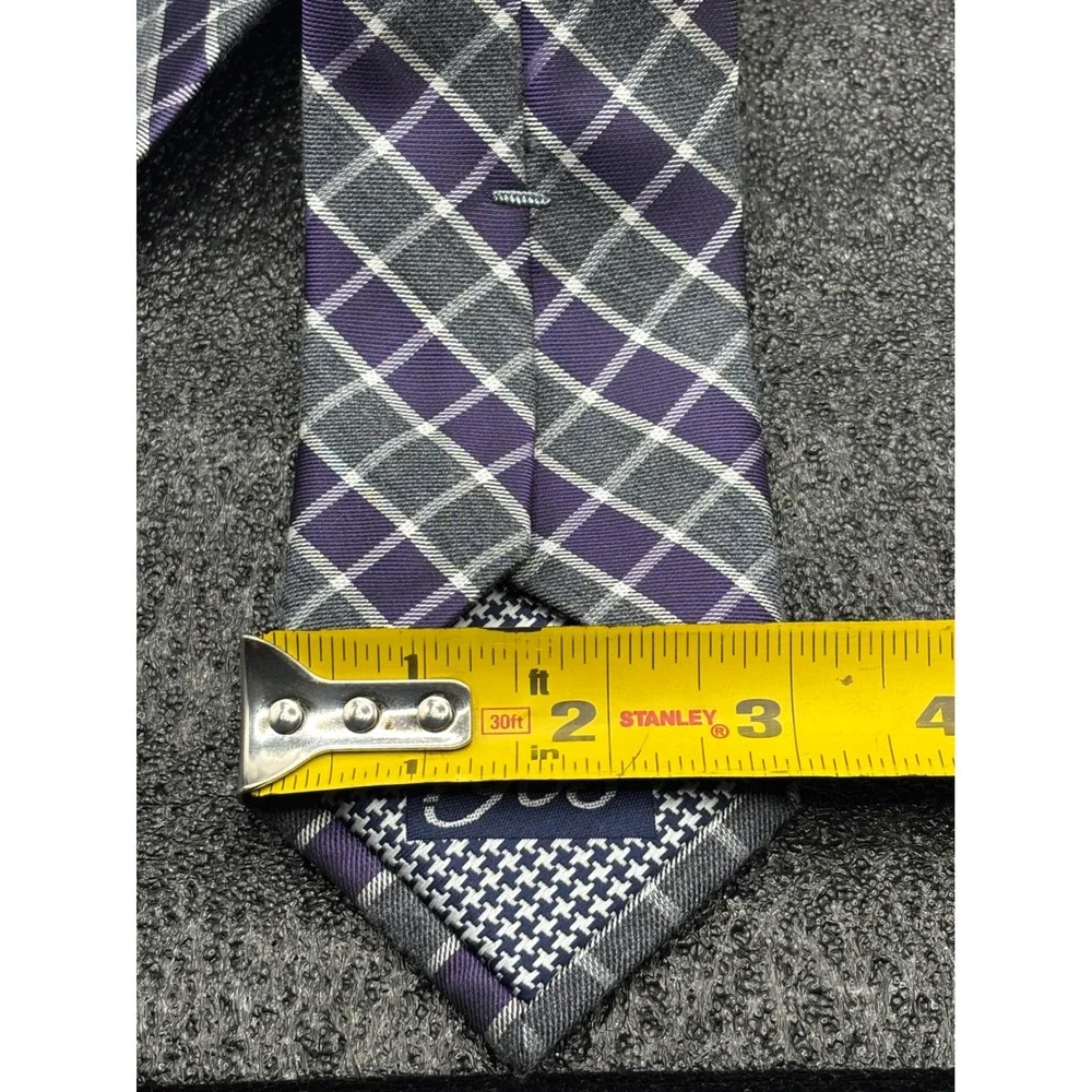 JOS A Bank‎ 1905 Mens Purple Gray Plaid Silk Blend Necktie